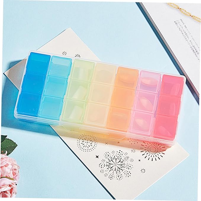 2pcs Portable Days Pill Organizer Compartments Colorful Medication Storage Box for Family Use Daily Medicine Dispenser Travel-Friendly Design