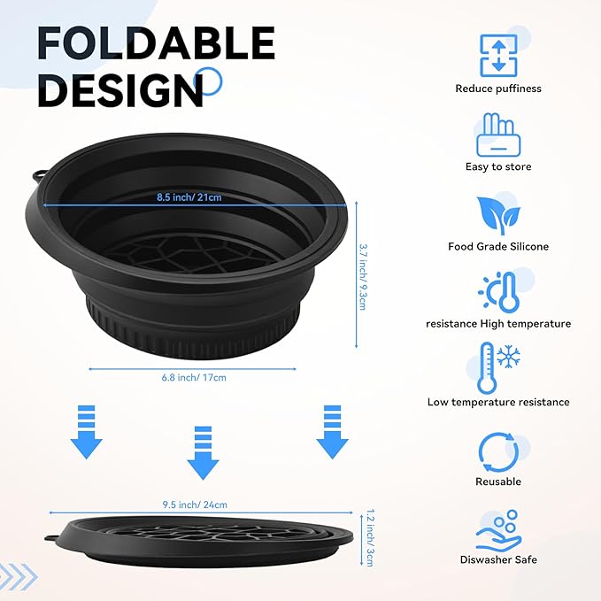 Face Bowl for Ice with Built-in Icetray, Foldable Silicone Facial Plunge Bowls, for Home Ice Bath Washbasin, Black