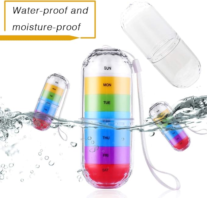 Weekly Pill Organizer Case Small Pocket Pill Box Travel 7 Day Medicine Stackable Pill Dispenser Waterproof Moisture Proof,Candy Box,Jewelry Box