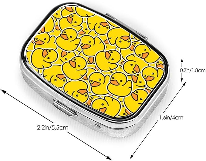 Pill Box with 2 Compartment Medicine Pill Case, Cute Yellow Rubber Duck Portable Pill Box for Pockets Purse Tote Bag, Pill Box Decorative Vitamin Organizer Unique Gift