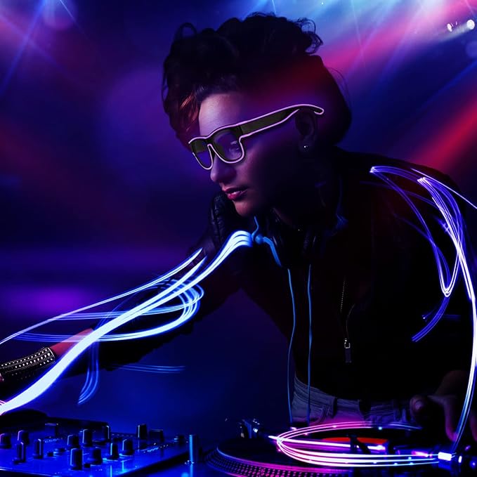 Ainiv Wireless Light Up Glasses 3 Modes LED Luminous Glasses Glow in the Dark for Parties, DJ, EDM, Halloween, Christmas