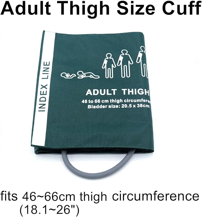 Nylon Blood Pressure Cuff with Single Tube for Adult Thigh 46-66 cm, Reusable NIBP Replacement Cuff with Inner Airbag for NIBP Monitor Machine, No BP Connector