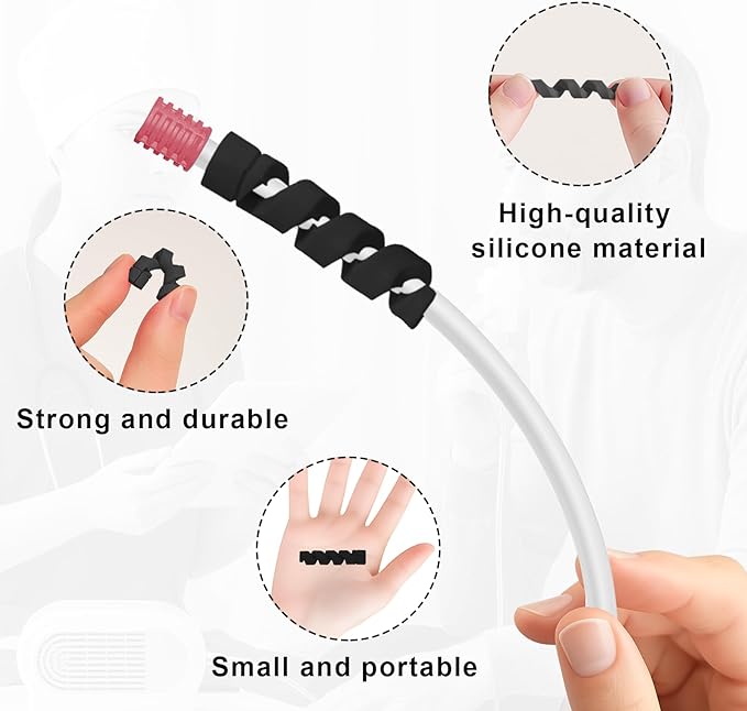 10 Pack Oxygen Tube Support Crimp Straightener for Portable Oxygen Concentrator, Oxygen Tubing Support for Oxygen Tank Oxygen Hose Nasal Cannula Oxygen Accessories (Black)