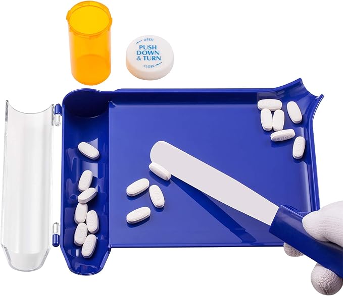 Right Hand Pill Counting Tray with Spatula (Blue)