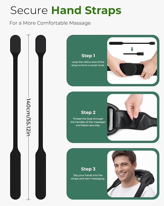 16-Head Massage Gun Deep Tissue with Hand Straps, Electric Muscle Massager with 99 Adjustable Intensities & 9 Modes, Percussion Massager for Back, Legs, Arms, Waist, Shoulders, Full Body Muscle