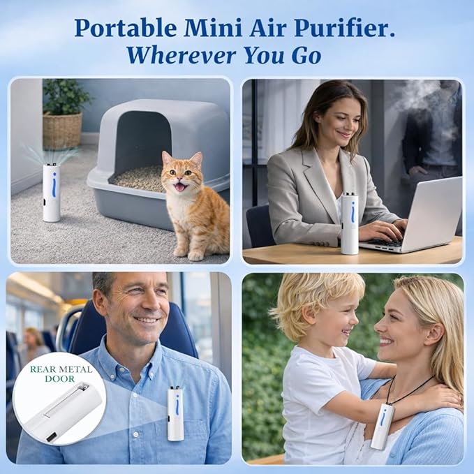 Air Ionizer, Negative Ion Air Purifier for Pet Homes and Small Spaces, Quiet Ozone Free Filterless Air Cleaner for Cat Litter Room, Bathroom, Bedroom, Desk (F2V White)
