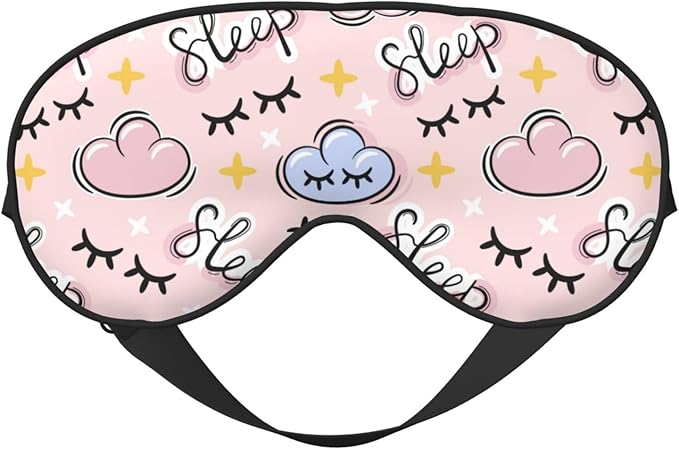 Cute Cloud Sleep Mask Eye Mask with Adjustable Strap Eye Sleep Shade Cover Blocks Light for Women Men Airplane Travel Nap