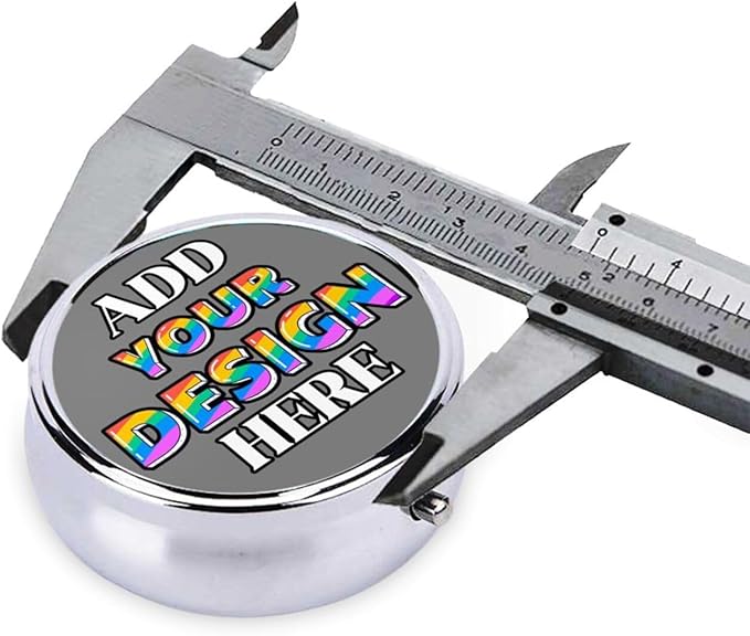Custom Travel Medicine Organizer, Medicine Pill Box Case Container Travel Pill Holder Vitamin for Purse Med Wallet Portable Mini Pastillero Round, Gray, Personalized Gifts