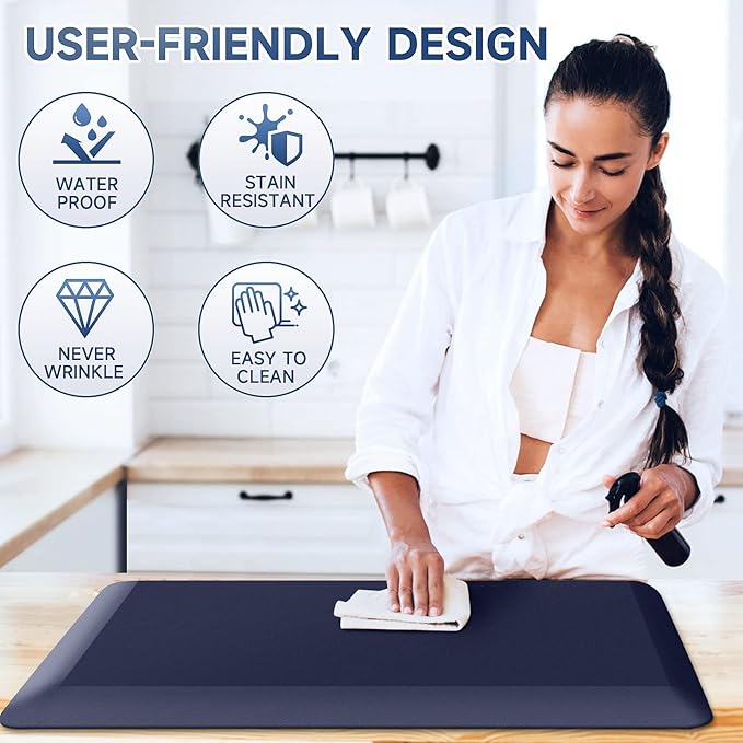 4/5 Inch Thick Kitchen Mats for Floor, StepRite Kitchen Rug for Standing Desk, Non-Slip, Thicker, Stain & Water Resistant, Comfort Anti Fatigue Floor Mat for Home, Kitchen, Office - Blue,70 * 24''