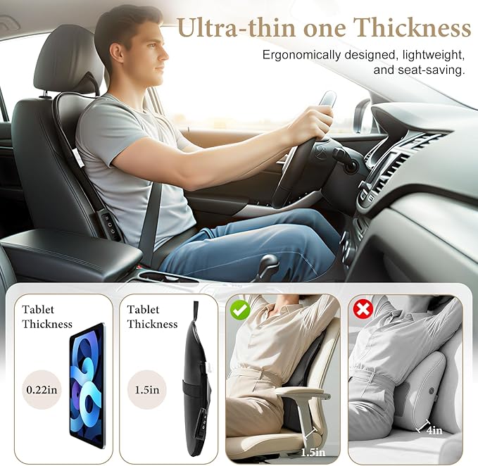 Wireless 2000mAh Shiatsu Neck and Back Massager with Heat,3D Kneading Up & Down Rolling for Neck, Back,Shoulder Pain Relief,Portable Deep Tissue Massage Pillow for Home,Office,Car Use,Gift for Mom&Dad