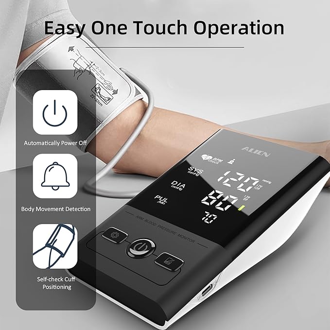 Automatic Upper Arm Blood Pressure Monitor, Large Display Dual User 2x90 Memory, Digital BP Machine with (8.5"-16.5") Adjustable Cuff, Fast & Accurate BP Monitor (Black/White-AES392)