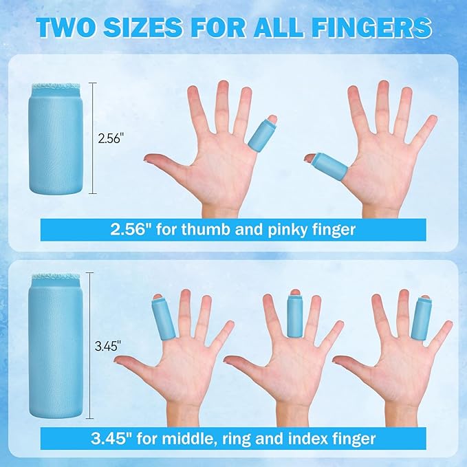 Finger Ice Sleeves Packs, Reusable Finger Cold Packs, 4 pcs Finger Gle Ice Pack Wrap Thumbs & Toes, Lasting Cold Compress, Hot Cold Ice Pack - for Injury, Sprain, Swelling