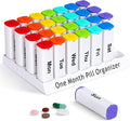 Monthly Pill Organizer 2 Times a Day - 28 Day Pill Box AM PM, Daily Medicine Organizer for Vitamins, Supplements, Medications - BPA Free Pill Case for Home & Travel, White