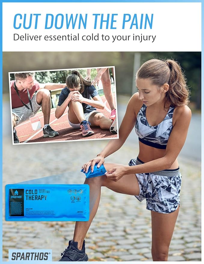 Sparthos Ice Packs for Injuries - Reusable Soft Gel Hot Cold Icepack - Medical First Aid Pain Relief - Wrap Bag Pack - Instant Icing Compress - Fits Around Wrist, Ankle (Small + Cover, Pack of 1)