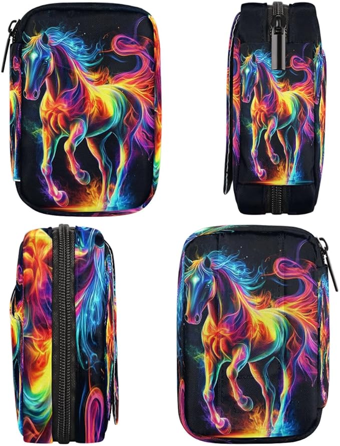 Neon Color Animal Horse Travel Pill Organizer Box Weekly Portable Pill Case Daily Pills 7 Day Small Birth Control Pills Container Removable Compartments for Medicine Vitamins Fish Oil