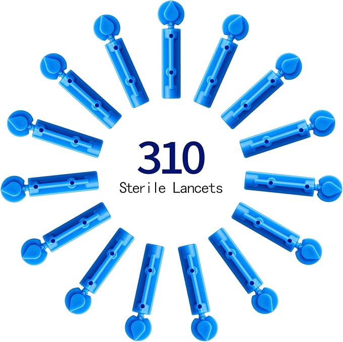 Lancets for Diabetes - 30 Gauge Diabetic Lancets for Blood and Glucose Testing - Fits Most Lancing Devices - 310 Count (Blue)
