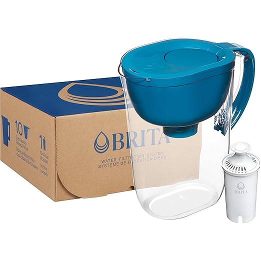 Brita Large Water Filter Pitcher for Tap and Drinking Water with SmartLight Change Indicator, Includes 1 Standard Filter, BPA-Free, Lasts 2 Months, 10-Cup Capacity, Teal