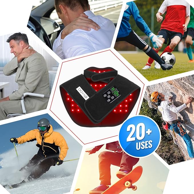 Cordless Led Red Light Therapy for Shoulder Neck Pain Relief Portable Near Infrared Light Therapy Devices for Body Joints Muscle Nerve Relax Wearable Wrap Pads with 6000mAh Battery…