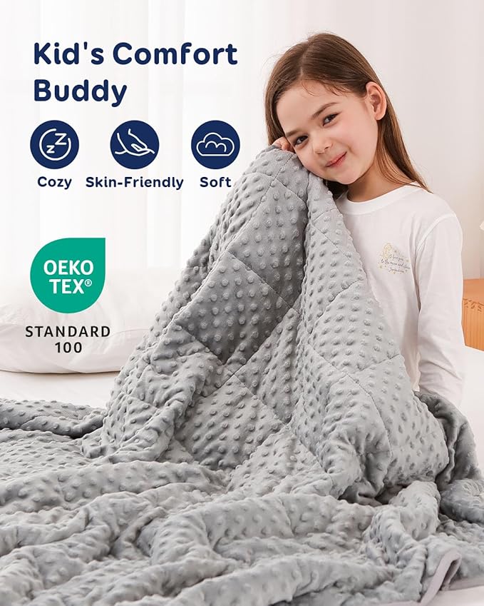 Kivik 3 lbs Weighted Blanket, Cooling Soft Minky Dotted Heavy Blankets Throw for Better Relaxing & Sleeping, Machine Washable, 36x48 Inches, Grey