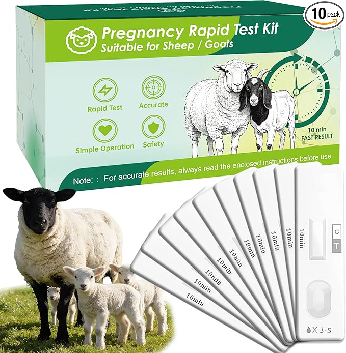 10-Pack Sheep & Goat Pregnancy Test Strips - Fast 5-10 Minute Urine Detection Kit for Early Breeding Confirmation, Accurate Livestock Testing for Home Farms