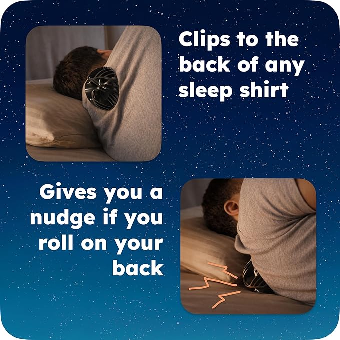 Ball for Side Sleep Posture - Calma Clip v2 by Whole Nights, Sleep Aid for Back Snorers, Anti Snoring Device, Attaches to Any Clothes and Keeps You in a Healthy Sleeping Position