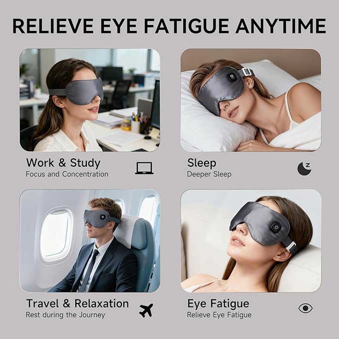 Cordless Dual Cooling & Heating Eye Mask, Heated Eye Mask for Dry Eyes Relief, 3 Heat Settings, Washable Eye Cover, Warm Heating Pad for Stye Eye Treatment, Gel Pad for Puffy Eyes