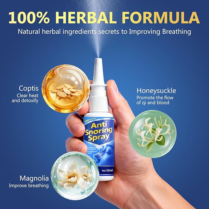 Anti Snoring Spray for Adults - Natural Formula Helps Support Quiet Sleep and Easier Breathing - 30ml