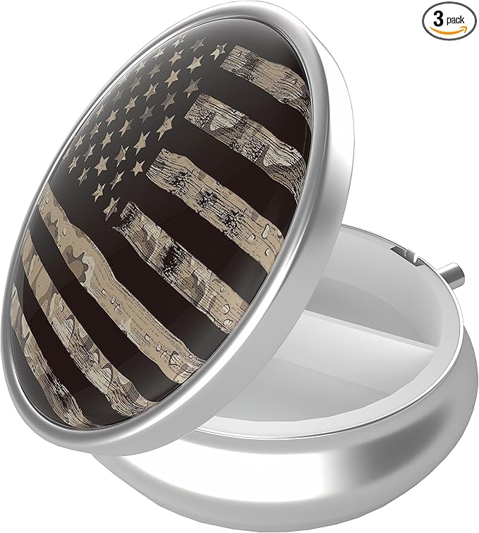 Pill Box, 3 Compartment Portable Travel Medicine Box with Mirror, Compact and Cute, Fits in Purse and Pocket, Medicine and Vitamin Organizer (American Flag)