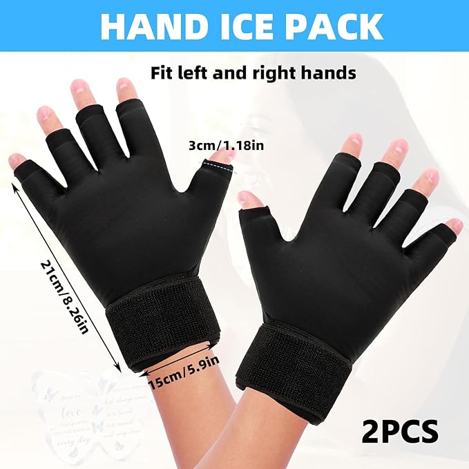2pcs Finger Arthritis Compression Hand Ice Pack Gloves for Pain Relief, Adjustable Wrist Ice Pack for Hot & Cold Therapies, Reusable Finger Ice Gloves Sleeve for Tendinitis, Carpal Tunnel