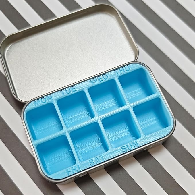 PIAOLGYI Insert for Altoid Tin,7 Day Weekly Pill Organizer,Organizer Insert Tin Pill Storage Insert for Altoid(Blue)