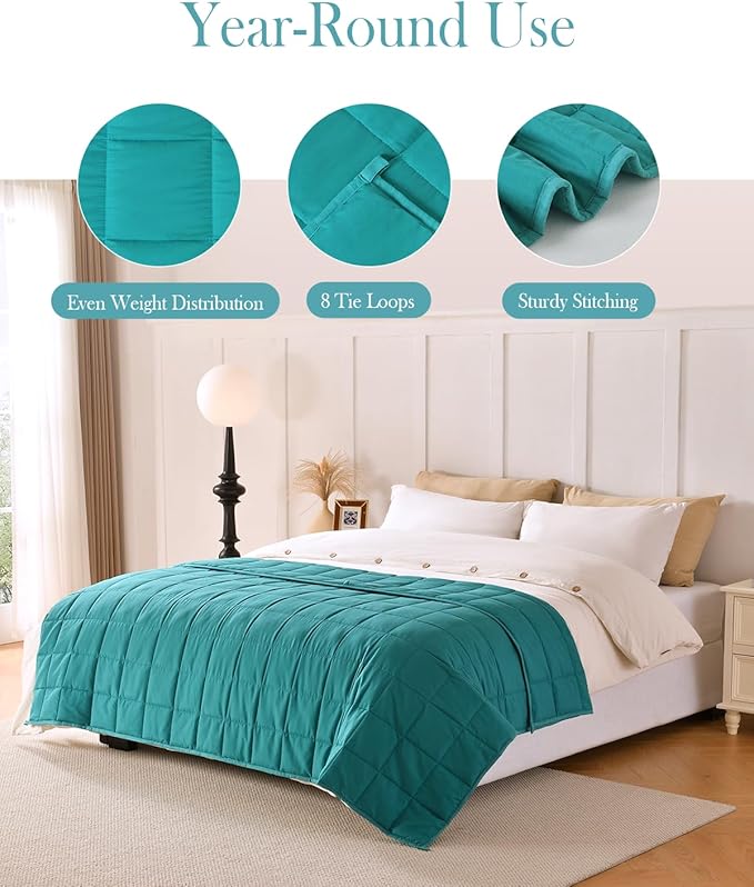 Topblan Weighted Blanket for Adults, Breathable Ultra Soft 15lbs Weighted Blankets Twin Full Size,Warm Heavy Blanket with Glass Beads for Bed Sofa,48 x 72 inches, Green