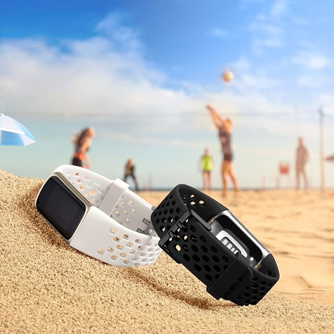 Replacement Bands Compatible with Fitbit Charge 5/ Charge 6 for Women Men, Soft Breathable Sport Bracelet Adjustable Waterproof Wristbands for Fitbit Charge 5/ Charge 6 Advanced Fitness Tracker, White