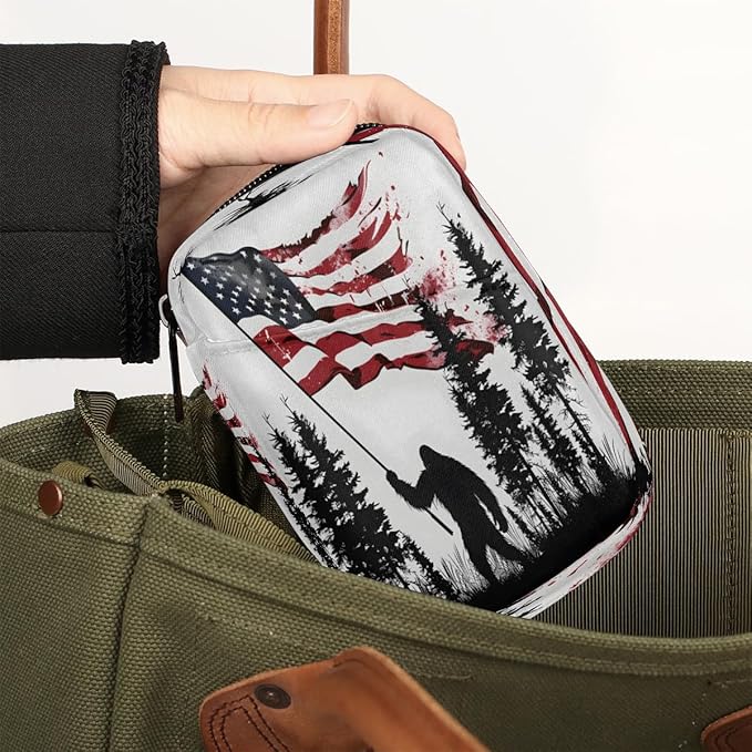 American Flag Orangutan Woods Travel Pill Organizer Box Weekly Portable Pill Case Daily Pills 7 Day Small Birth Control Pills Container Removable Compartments for Medicine Vitamins Fish Oil