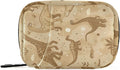 Retro Brown Dinosaur Floral Leaves Travel Pill Organizer Case Box Container Weekly Portable Vitamin Medicine Holder Storage Bag with Zipper Removable