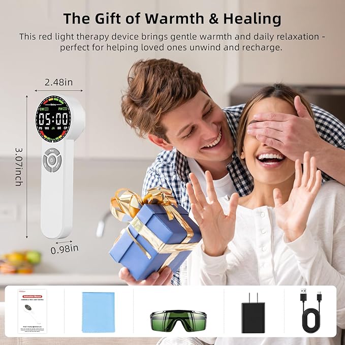 Handheld Red Light Therapy Device with Pulse Mode, 3 Wavelengths Infrared & Near Infrared Light Therapy for Body, Knee, Shoulder, Back, Joints & Muscles, 5 Core Modes, Safe for Humans and Pets