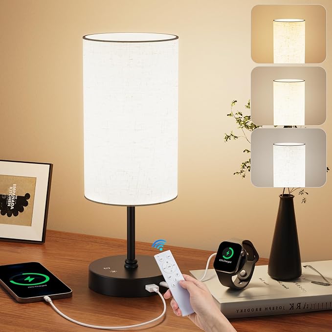 NIORSUN Light Therapy Lamp,10000 Lux Sun Lamp with Remote,3 Color Temperatures & Stepless Dimming,Happy Sunlight Lamp with USB C & A Ports,UV-Free Full Spectrum Light for Home,Office