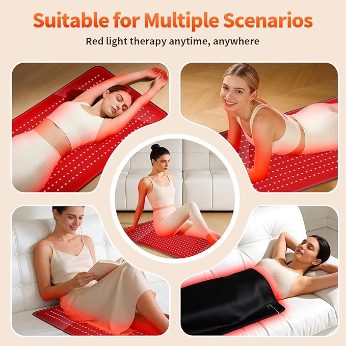 Red Light Therapy Mat for Full Body, 38"*24" Red Light Therapy Mat with 480 LEDs and Controller, 660nm&850nm Near Infrared Light Therapy, 3in1 LEDs Light Blanket for Back Waist Belly Knee Joint Muscle