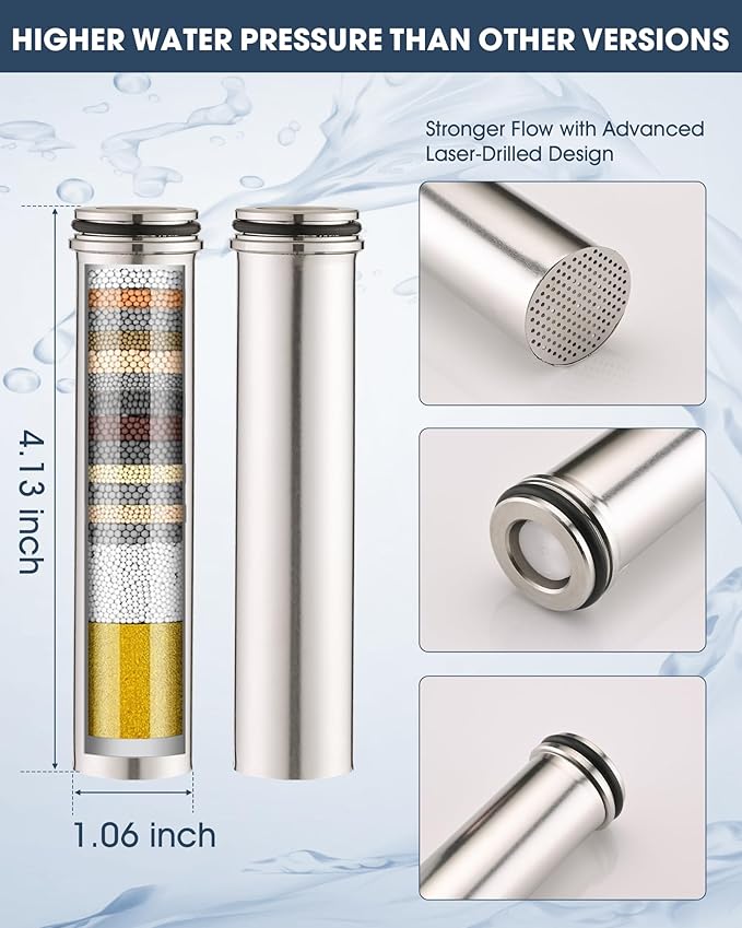 2 Pack Upgrade Replacement Filters Compatible with PWERAN Handheld Shower Head, Removes Chlorine, 304 Stainless Steel