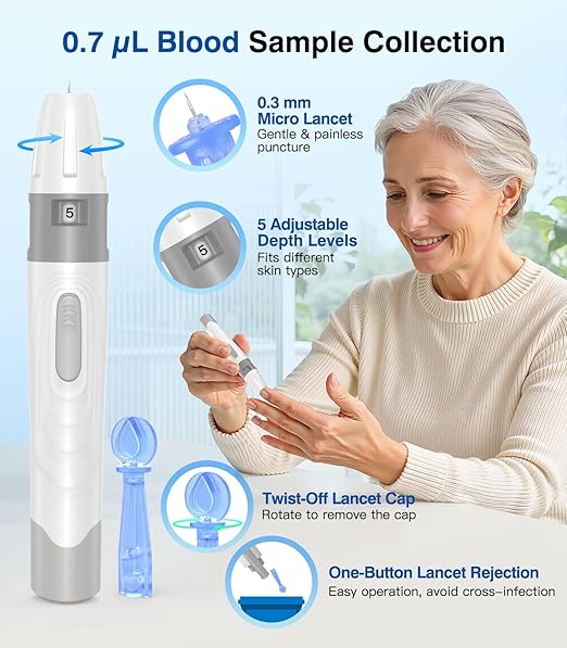 Medilax Blood Glucose Monitor Kit, Blood Sugar Testing Kit with 100 Test Strips, 100 Lancets, Glucometer and Lancing Device, 500 Memories & No Coding & Large Display Glucose Monitor for Home Use