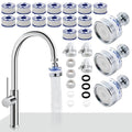 3 Pack Sink Water Filter Faucet, 360° Rotating Faucet-Mount Water Purifier with 15 Filter Cartridges, Removes Chlorine, Fluoride & Heavy Metals from Hard Water for Kitchen & Bathroom