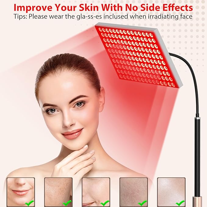 Red Light Therapy for Body and Face, Infrared Light Therapy Lamp 660nm Red Light and 850nm NIR LED Panel Light with Adjustable Stand, Infrared Redlight Therapy Device for Body Use at Home/Office/Gym