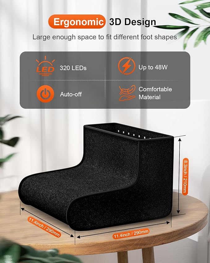 Red Light Therapy for Feet, 48W 320 LED Red & Infrared Light Device with 660nm Redlight & 850nm Infrared Light Wavelengths for Feet Foot Ankle Pain FSA Eligible