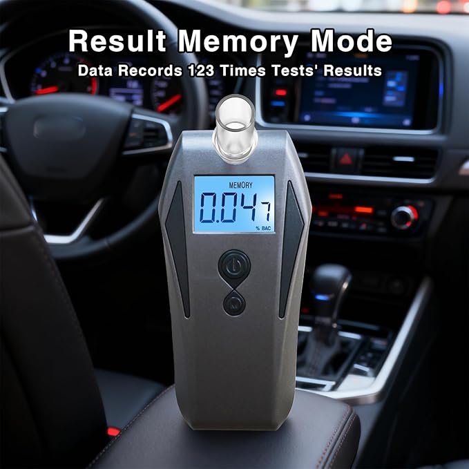 Professional Alcohol Breathalyzer Tester, Breathalyzer with Electrochemical Sensor, Compact Design Breathalyzers for Alcohol with 123 Record Memory and Sound Alarm