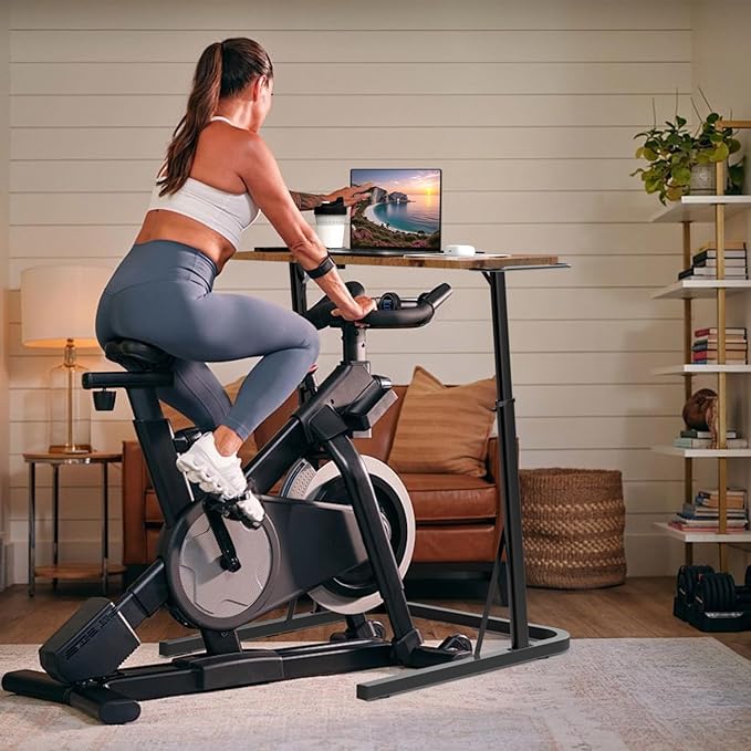 Adjustable Treadmill Walking Pad Desk, for Bike/Cycling Trainer, Workstation Standing Desk, Trainer Stand Table for Indoor, Treadmill Attachment-Exercise While Working or Watching TV, Rustic Brown