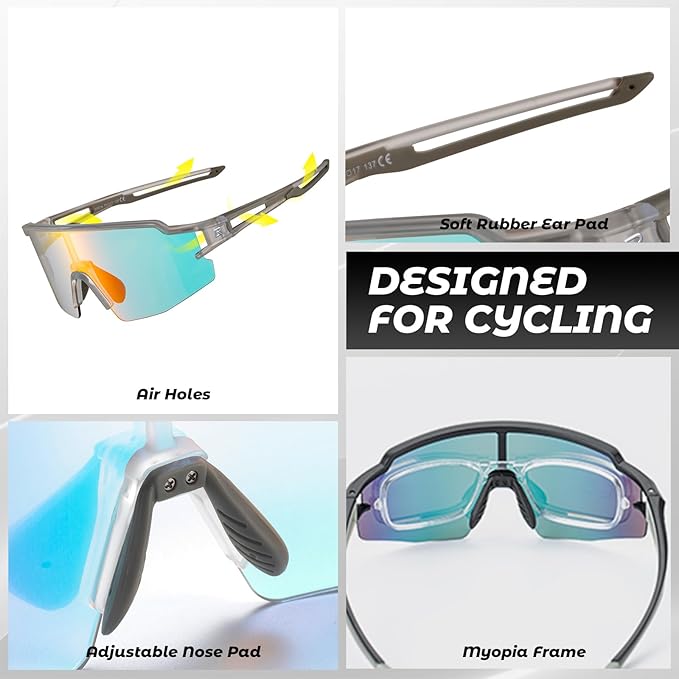 ROCKBROS Photochromic Sports Sunglasses for Men Women Cycling UV Protection