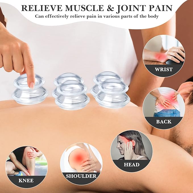 Syhood 16 Pcs 4 Sizes Cupping Therapy Set Silicone Cupping Massage Cups Professional Therapy Studio and Household Set for Cellulite Reduction Body Myofascial Muscle Nerve Joint Pain