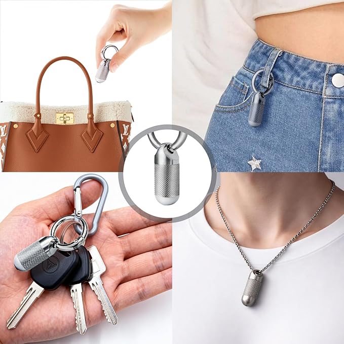 Forwish Titanium Keychain Pill Holder, Portable Waterproof Pill Case for Travel, EDC Small Metal Pill Organizer for Pills, Durable Mini Pill Box with Keyring - Small (1.5inch)