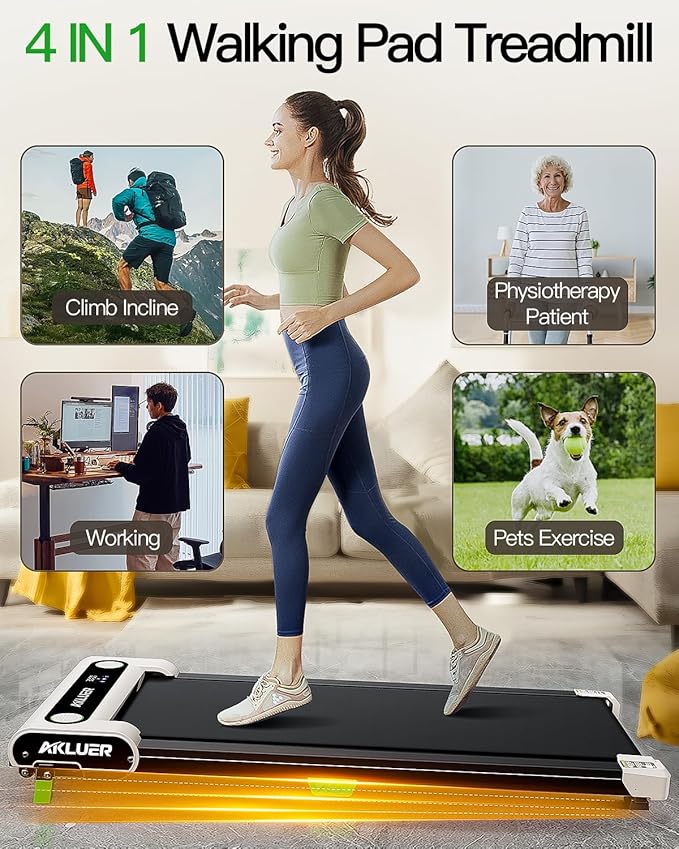 Walking Pad with Incline, Akluer Incline Treadmills for Home, 2.5 HP Under Desk Treadmill Small with Remote Control, Walking Pad Small Treadmill with LED Display