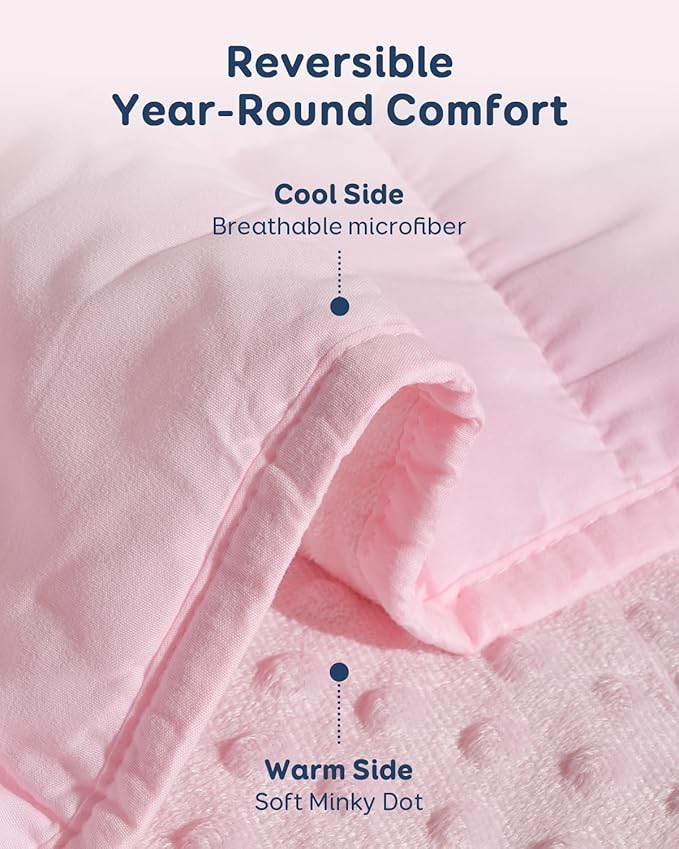 Kivik Weighted Blanket 20 lbs for Adults, Minky Dot Heavy Blankets, Microfiber Reversible Weighted Throw Blankets for All Seasons, Machine Washable, 60"x80" Queen Size, Pink