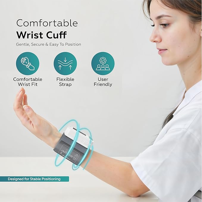 Wrist Blood Pressure Monitor for Home Use – FDA 510(k) Cleared Class II Medical Device, Digital Wrist Cuff 13.5–21.5 cm, 2.1" LCD Display, Dual User, Travel Case (U60A)